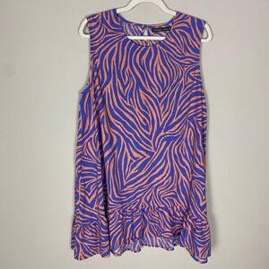 Mister Zimi Summer Klare Dress Womens 16 Sleeveless Zebra Print Ruffle Hem